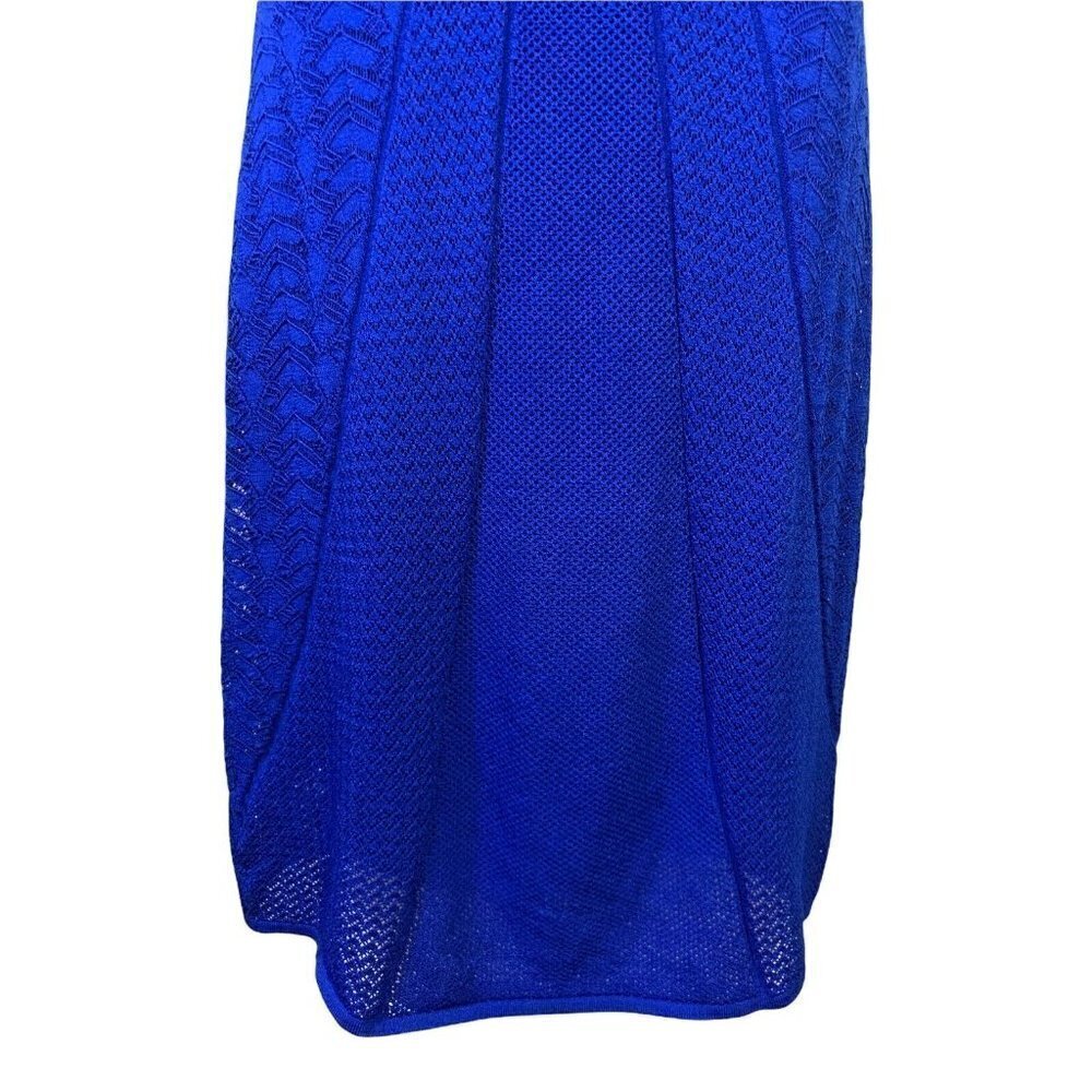 Catherine Malandrino Starburst Pointelle Knit Crochet Dress Blue V-Neck NWT $295 - Picture 6 of 12